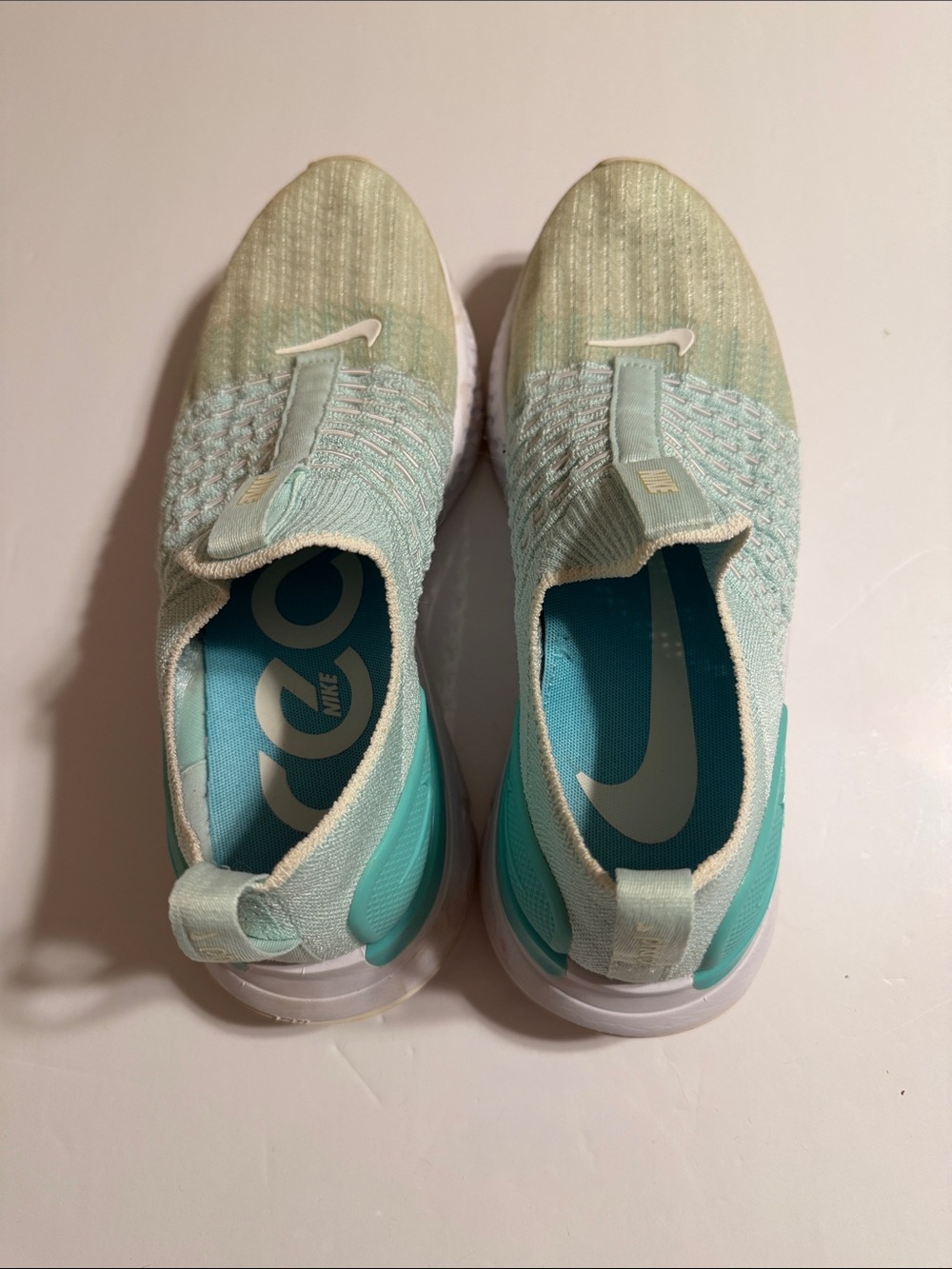 Nike React Phantom Run Flyknit 2 Teal Tint Aurora Mint Green Slip On Sneakers - Picture 2 of 8
